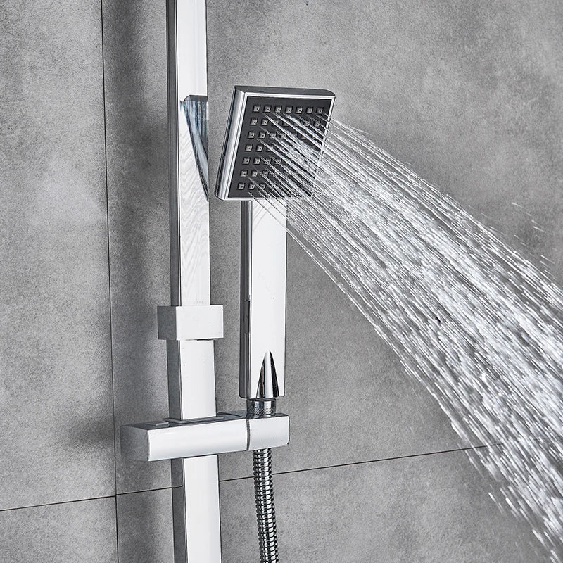 Afralia™ Chrome/Black Shower Faucet Set w/ 8" Rainfall Head, Handshower & Tub Spout