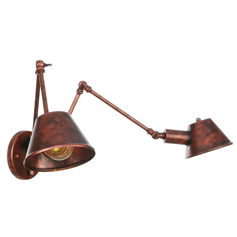 Afralia™ Long Swing Arm Rust Wall Lamp for Bathroom Sconce - Adjustable E27 Lights