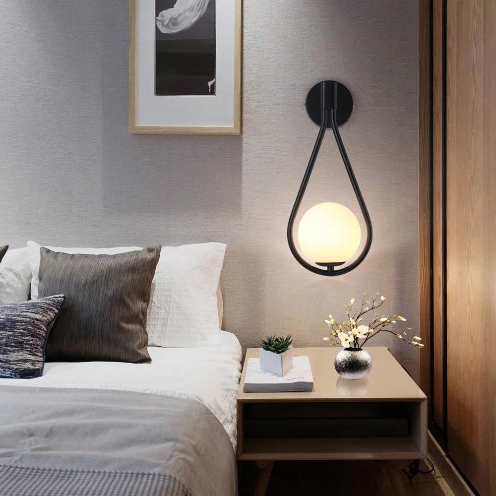 Afralia™ Modern LED Metal Glass Wall Lamp for Living Room Bedroom Decoration