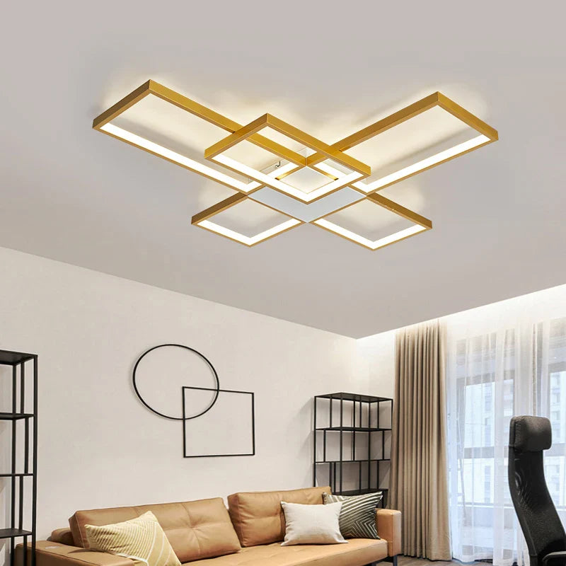 Afralia™ Nordic Modern Dimmable LED Ceiling Light in Black/Gold for Living Room and Bedroom
