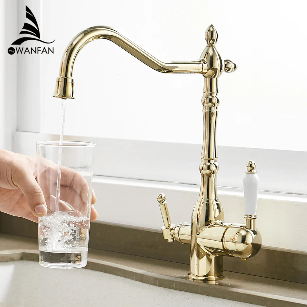 Afralia™ Brass Kitchen Water Filter Faucet: Purify Sink Tap Mixer for Drinking