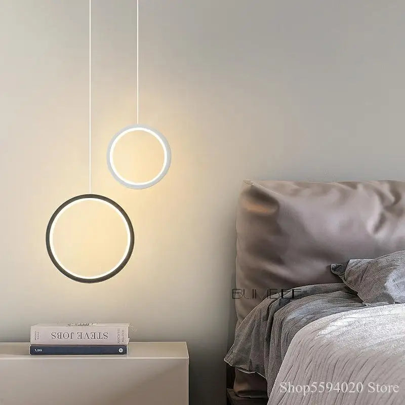 Afralia™ Modern Minimalist Ring Pendant Light LED Hanging Lamp Fixture for Bedroom, 110v/220v