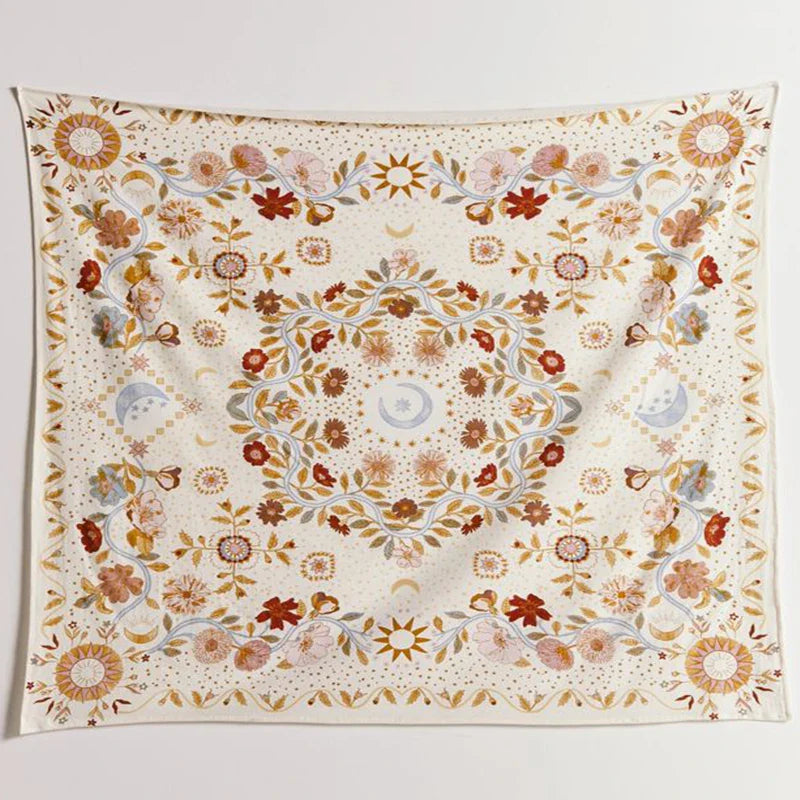 Afralia™ Celestial Floral Moon Phase Tapestry for Aesthetic Room Decor