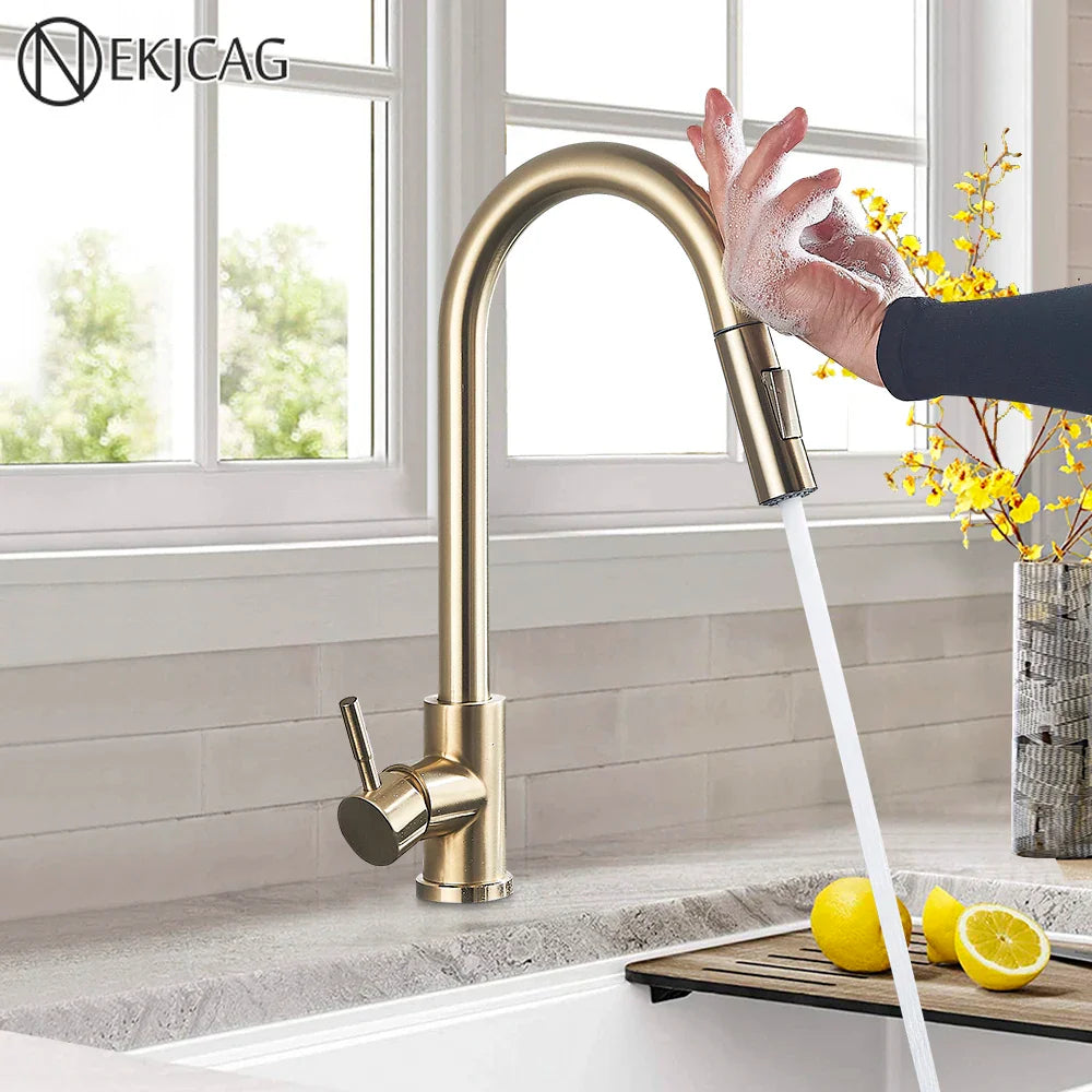 Afralia™ Smart Touch Kitchen Faucet with Pull Out Spray and 360 Rotation