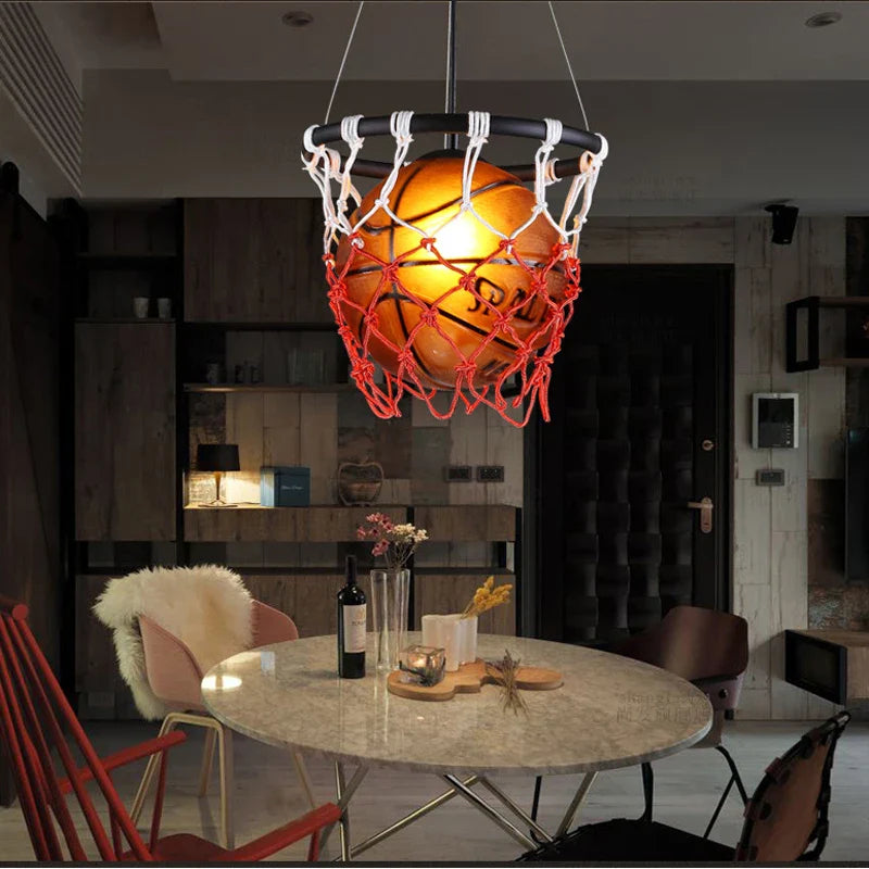 Afralia™ Basketball Style Pendant Light for Kids' Room and Cafe