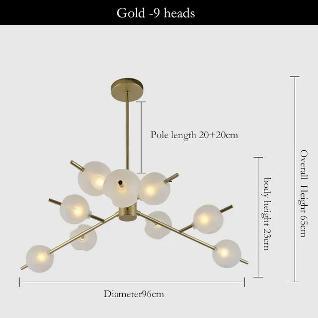 Afralia™ Nordic Glass Ball Chandelier: Modern Postmodern Designer Model Room Lighting