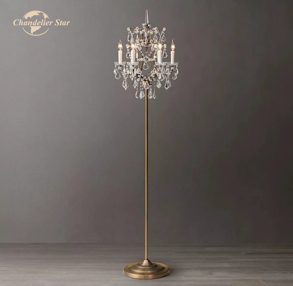 Afralia™ Rococo Crystal Floor Lamps Iron Standing Lights for Bedroom & Living Room