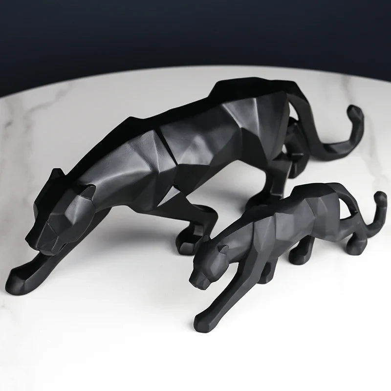 Afralia™ Black Panther Resin Geometric Statue Decor Ornament