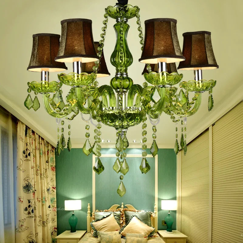 Afralia™ Crystal Chandelier: Glamorous Green Lighting for Wedding Parlor, Bedroom, and More