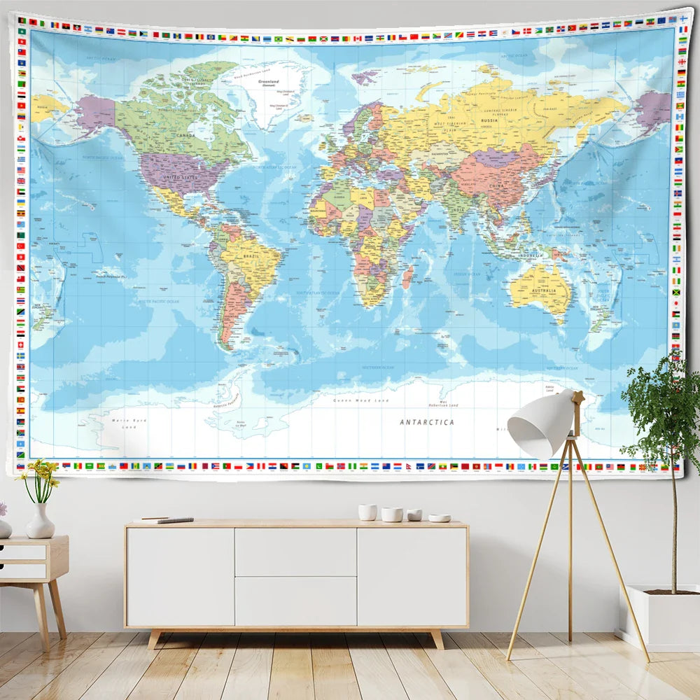 Russian Map Tapestry Wall Hanging for Aesthetic Room Decor by Afralia™