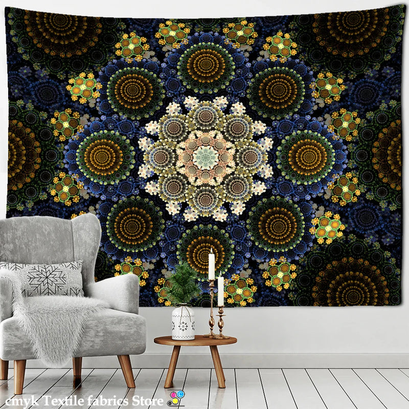 Afralia™ Mandala Pattern Tapestry Wall Hanging for Dark Hippie Aesthetics Room