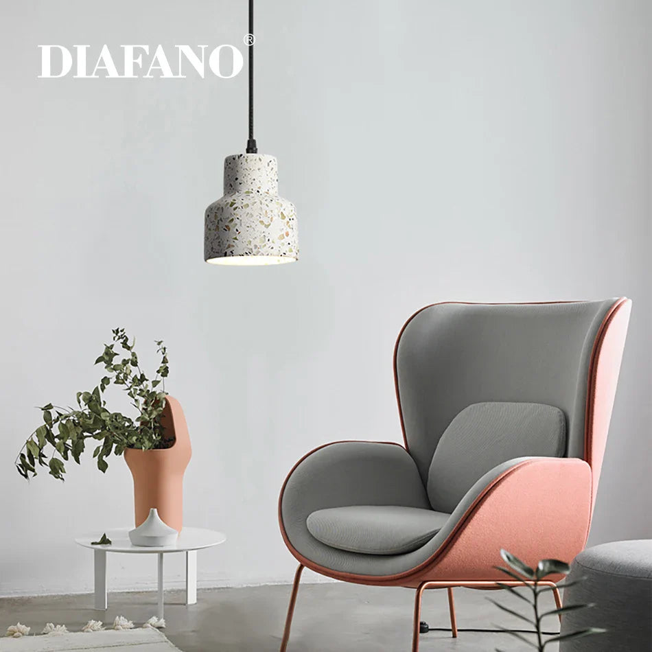 Afralia™ Nordic White Cement Pendant Lights E27 Modern Hanging Lamps for Bar Kitchen Living Room