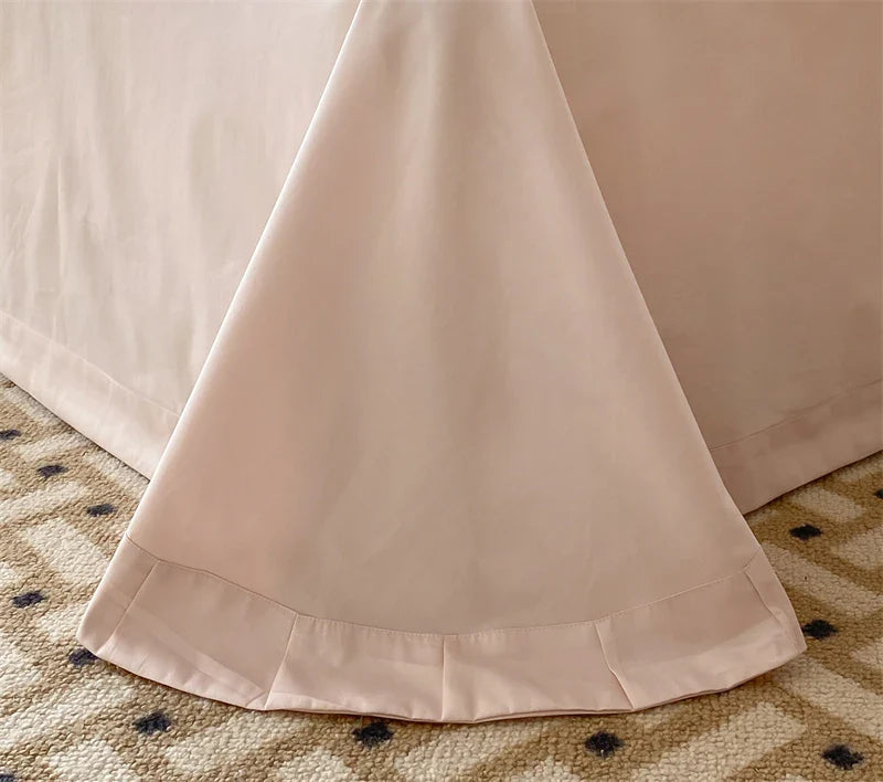 Afralia™ French Princess 1000TC Cotton Bedding Set with Flowers Embroidery and Ruffles
