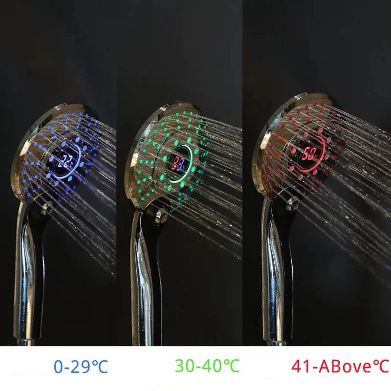Afralia™ LED Light Shower Head with Digital Temperature Control