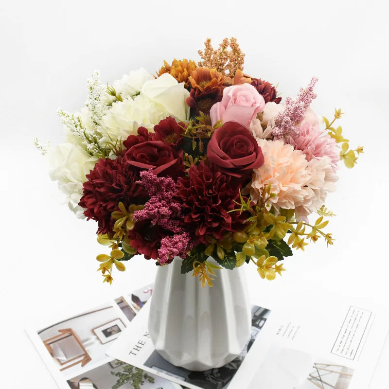 Afralia™ Rose Chrysanthemum Bouquet: High Quality Artificial Flowers for Home Decor and Events