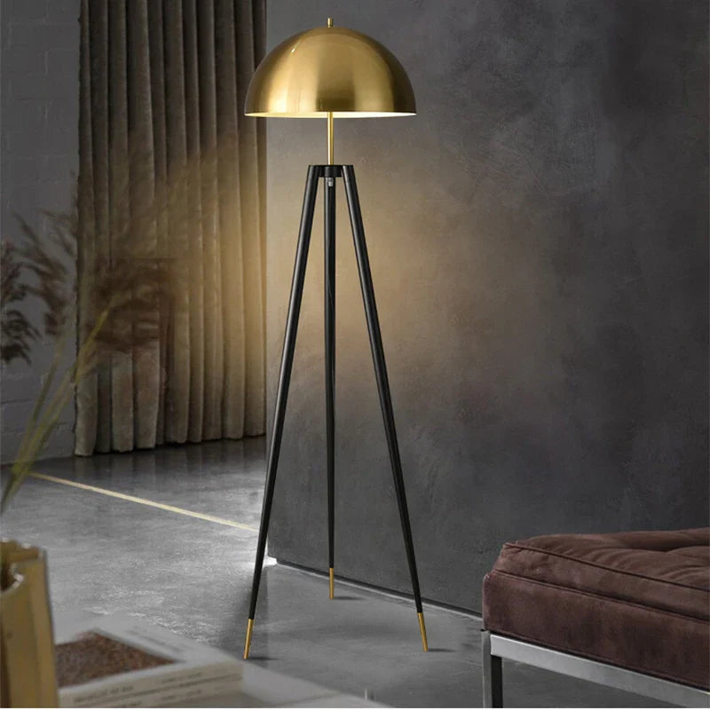 Afralia™ Coyote Gold Tripod Floor Lamp for Home Decor in Living Room or Bedroom