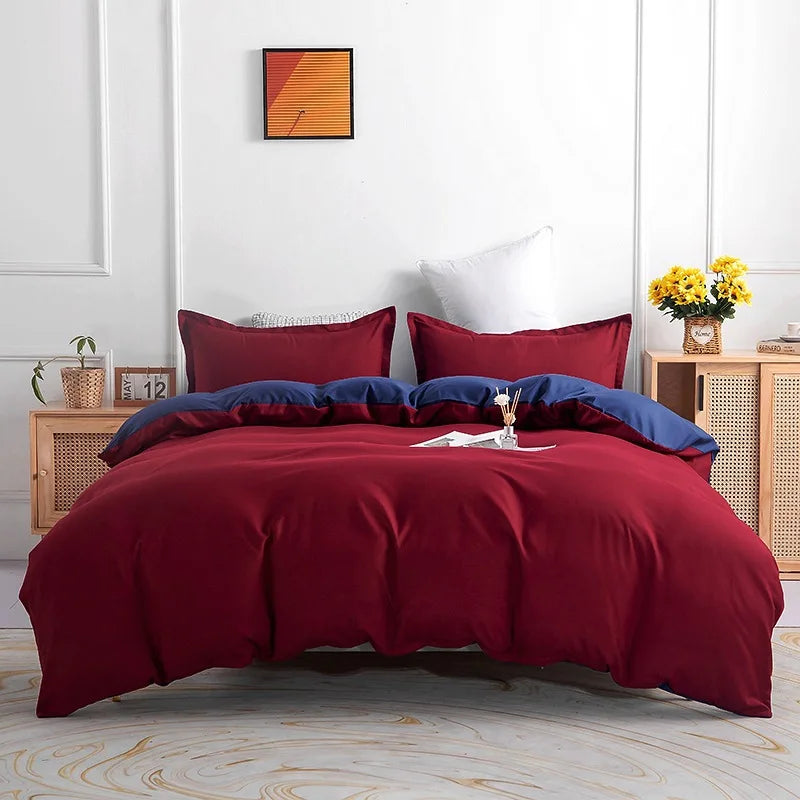 Afralia™ Luxe Solid Brown Purple Duvet Set with Sheet & Pillowcases