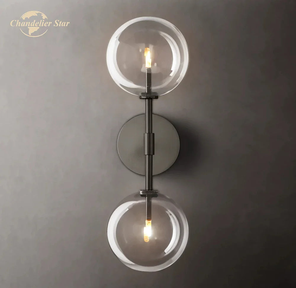 Afralia™ Clear Glass Globe Linear LED Wall Sconce for Bathroom Corridor Bedroom