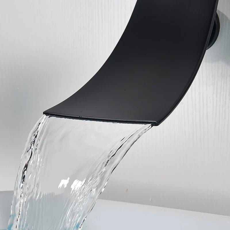 Afralia™ Matte Black Wall Mounted Waterfall Bathroom Faucet