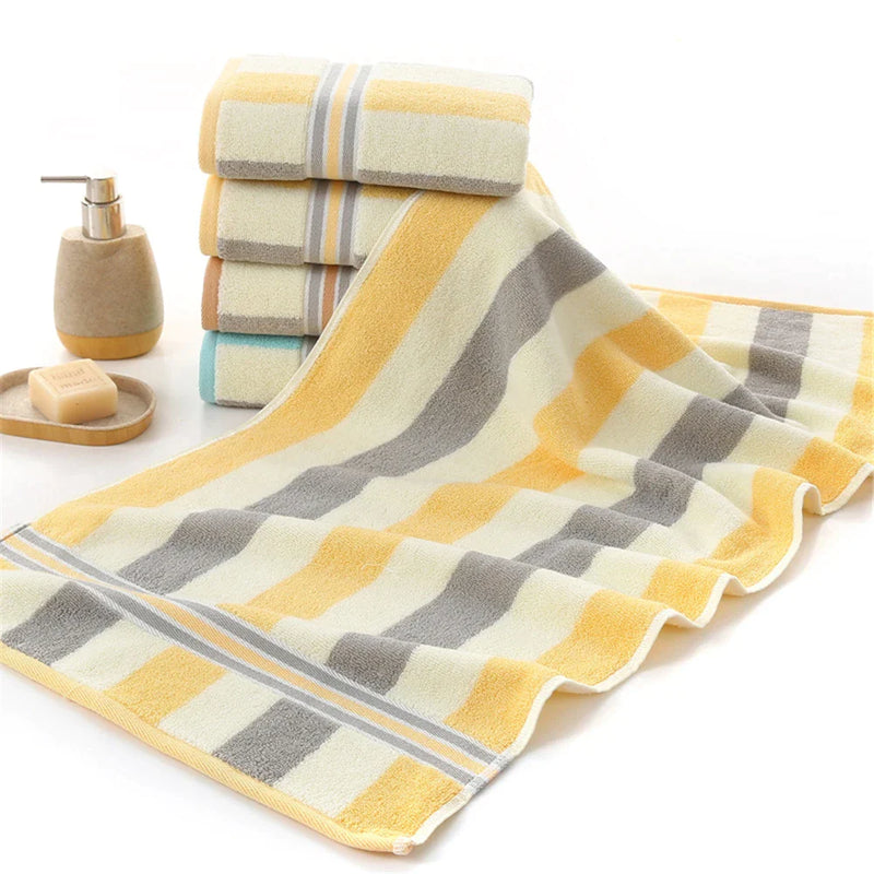 Afralia™ Striped Soft Cotton Hand Towel for Adults - High Quality