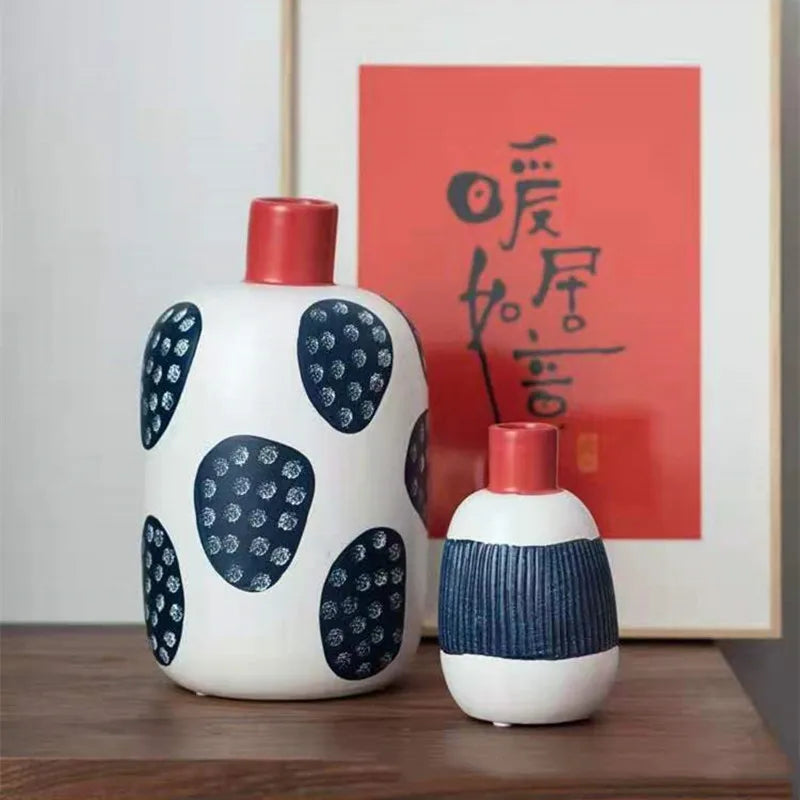 Afralia™ Ceramic Vase with Colorful Graffiti Lines for Home Decor