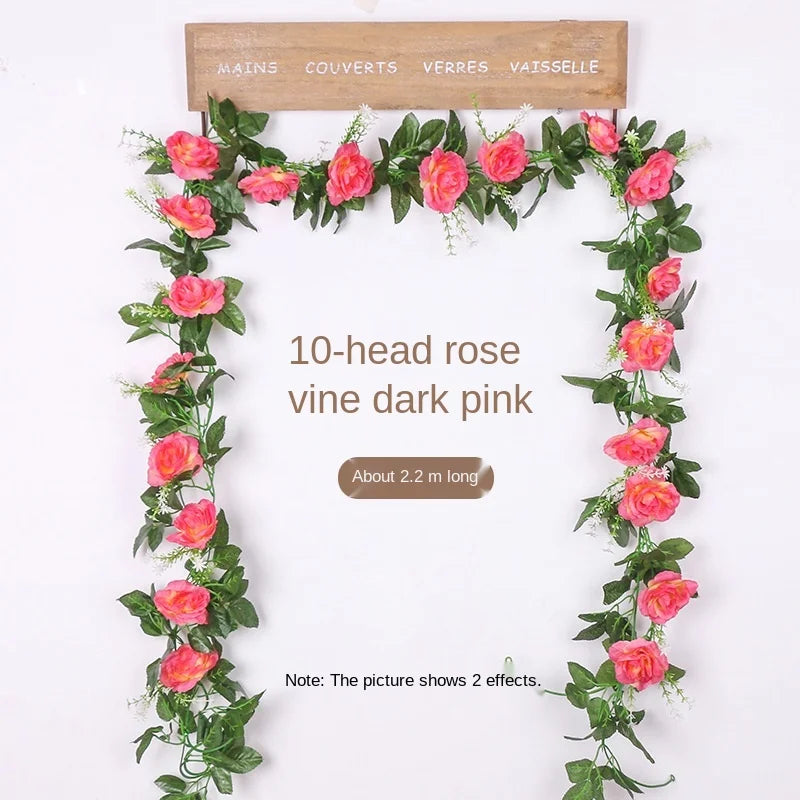 Afralia™ Silk Roses Rattan Vine with Leaves, Wedding Home Garden Hanging Decoration