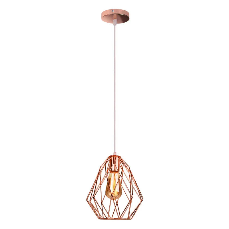 Afralia™ Iron Metal Cage Pendant Lamp Industrial Vintage Ceiling Light