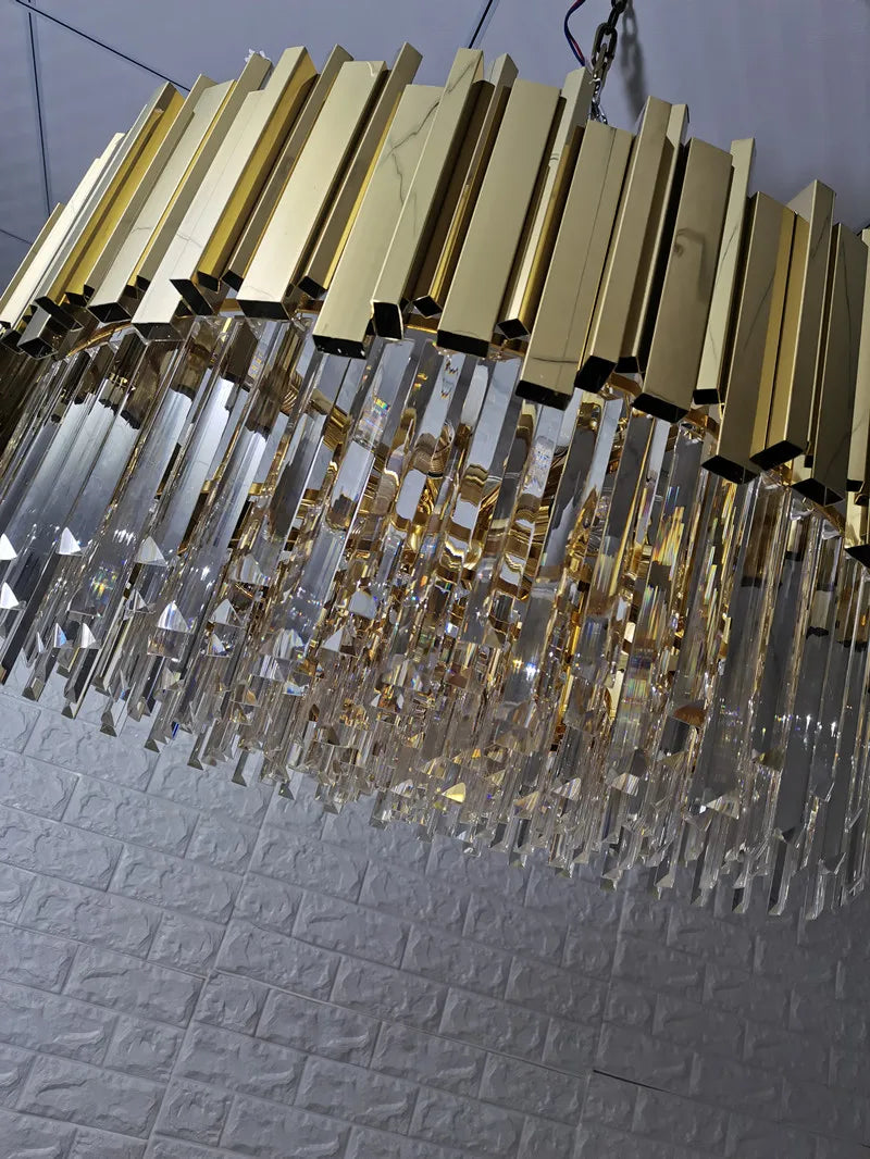 Afralia™ Gold Metal Crystal Chandelier Pendant with G9 Led Bulb