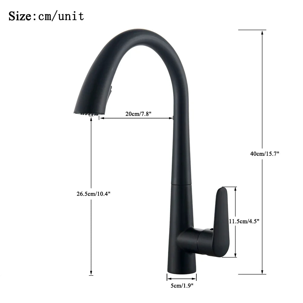 Afralia™ Black Kitchen Faucet Single Handle Pull Out Hot Cold Water Mixer Tap