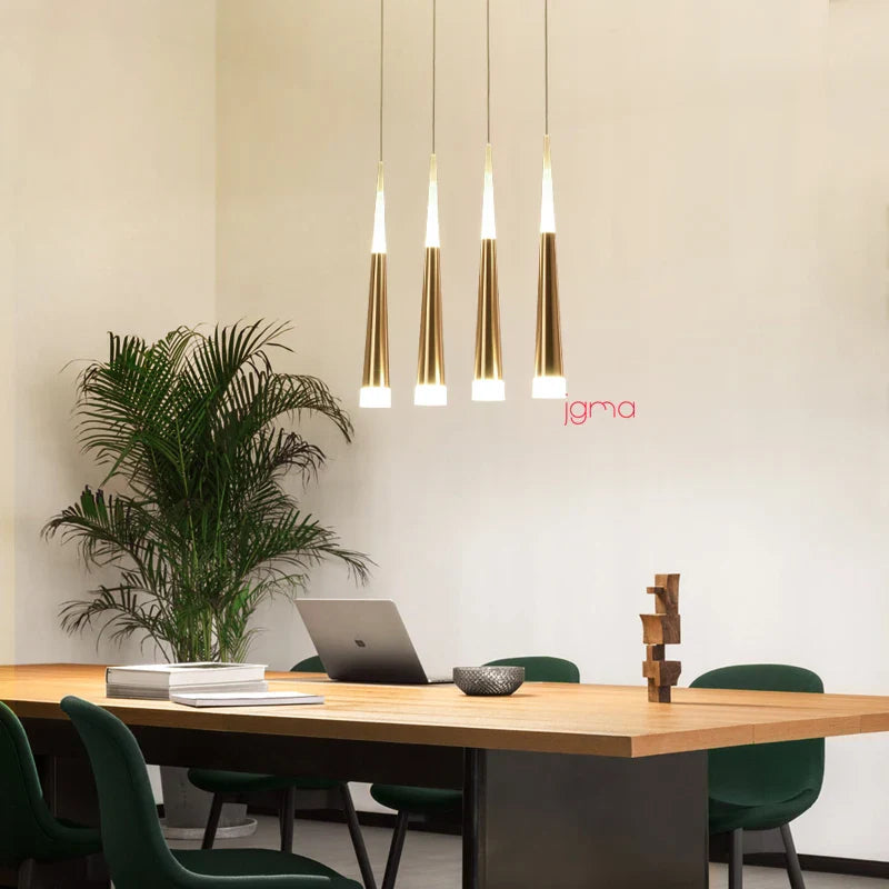 Afralia™ Conical Tube LED Pendant Lights for Bar Kitchen Island - Black Silver Aluminum