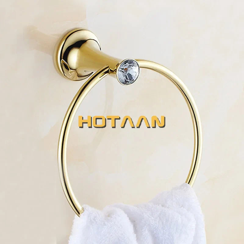 Afralia™ Gold Bathroom Hardware Set: Towel Rack, Toilet Paper Holder, Towel Bar, Hook