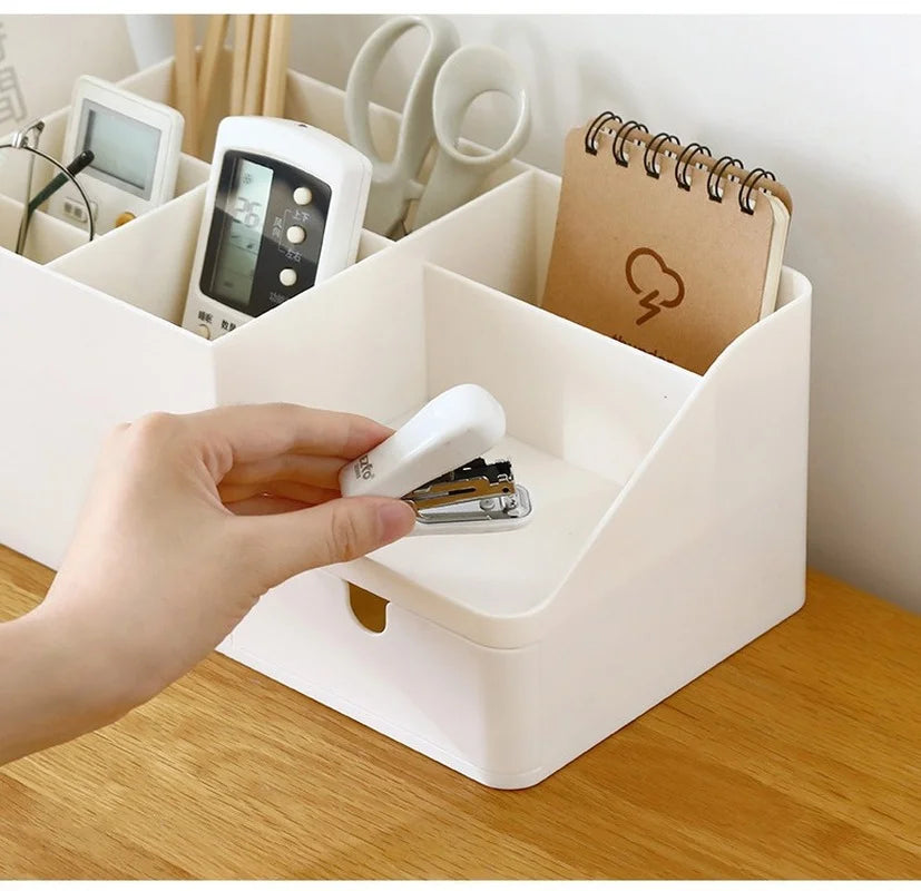 Afralia™ Pencil Holder Desk Organizer Office Storage Box ABS Pen Stand Office Supplies