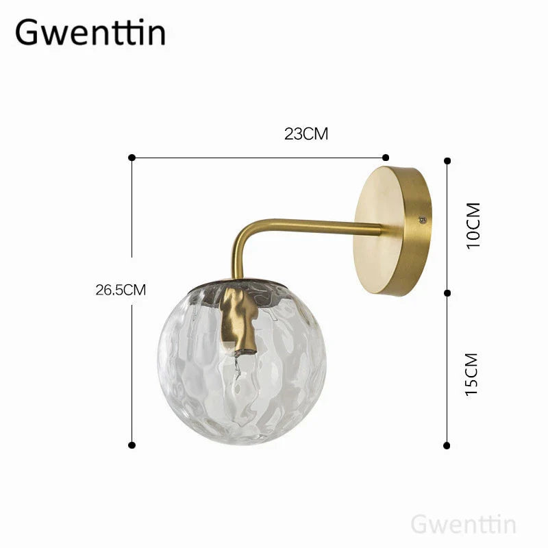 Afralia™ Gold Glass Ball Wall Lamp | Nordic Mirror Sconce Indoor Lighting