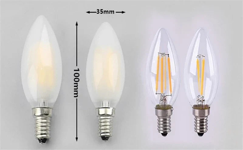 Afralia™ Frosted E14 LED Candle Crystal Lamp Warm White Retro Filament Bulb