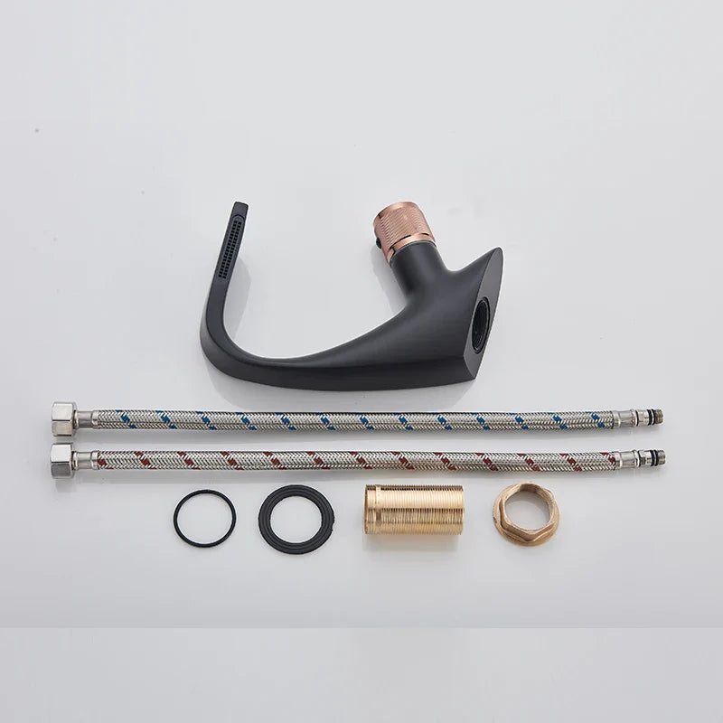 Afralia™ Matte Black Waterfall Basin Faucet - Modern Brass Bathroom Tap