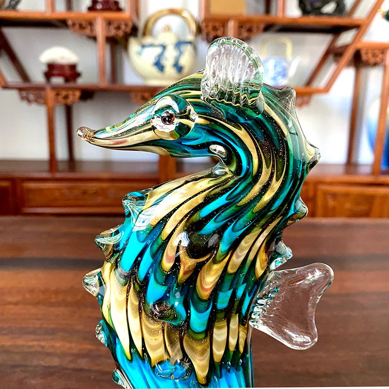 Afralia™ Seahorse Glass Figurine Sculpture Home Office Decor Crystal Animal Craft Collection