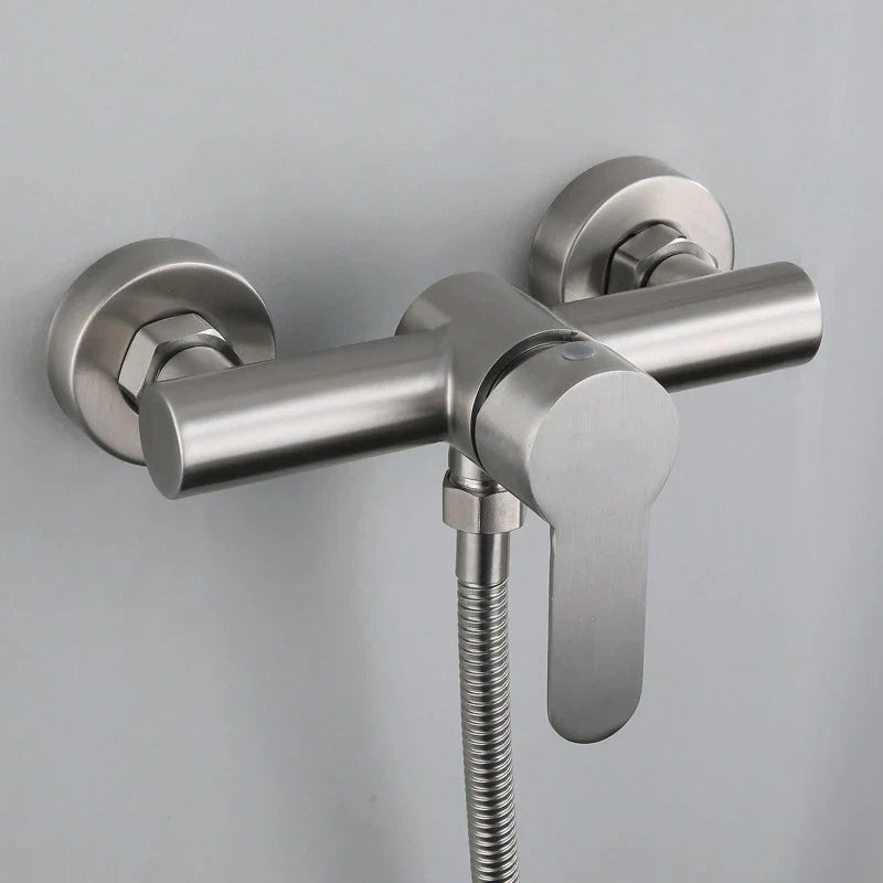 Afralia™ Stainless Steel Triple Bathtub Shower Faucet Set with Hot & Cold Water Mixer