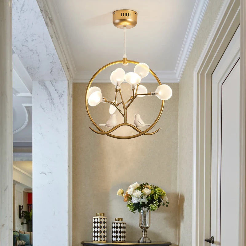 Afralia™ Gold Glass Ball Chandelier Nordic Design for Home Dining Kitchen Restaurant Hallway