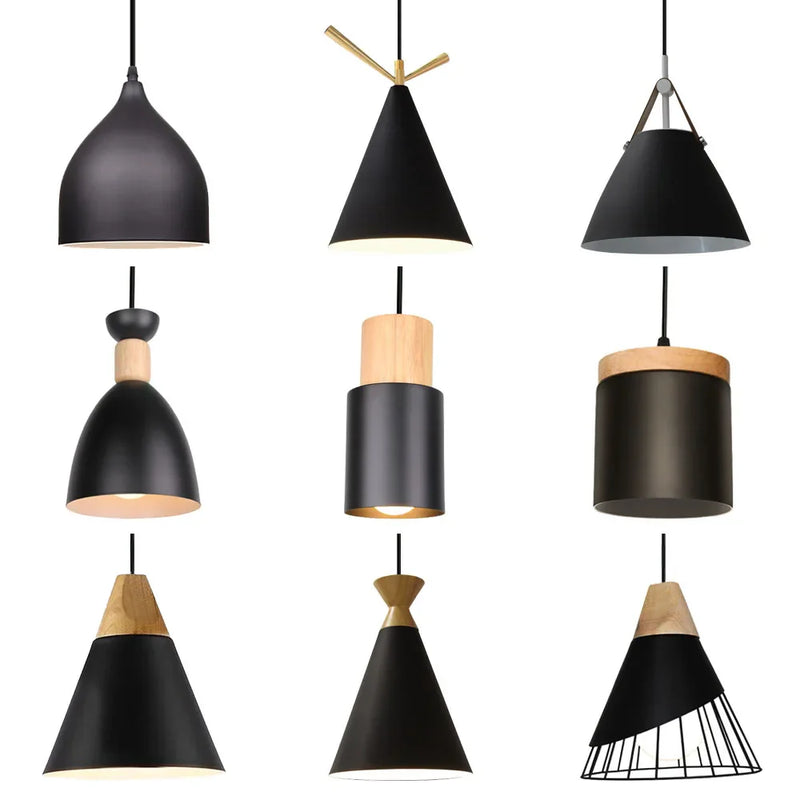 Afralia™ Vintage Modern Wood Pendant Lamp | Nordic Industrial LED Hanging Light