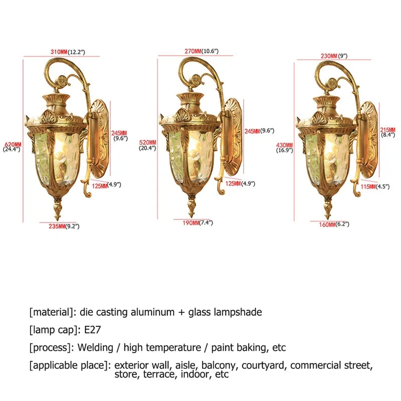 Afralia™ Bronze LED Outdoor Wall Lamp Classical Retro Sconces for Home Aisle