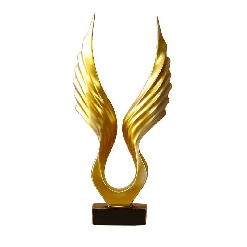Afralia™ Angel Wings Sculpture: Nordic Modern Abstract Resin Home Decor Artware