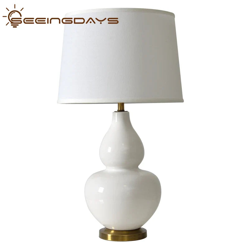 Afralia™ White Gourd Lamp: Porcelain Minimalist Bedroom & Living Room Lighting