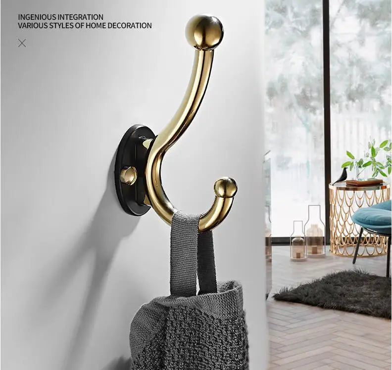 Afralia™ Wall Mount Coat Hook Rack 5 Hooks Bathroom Hat Towel Hanger Rustproof Silver