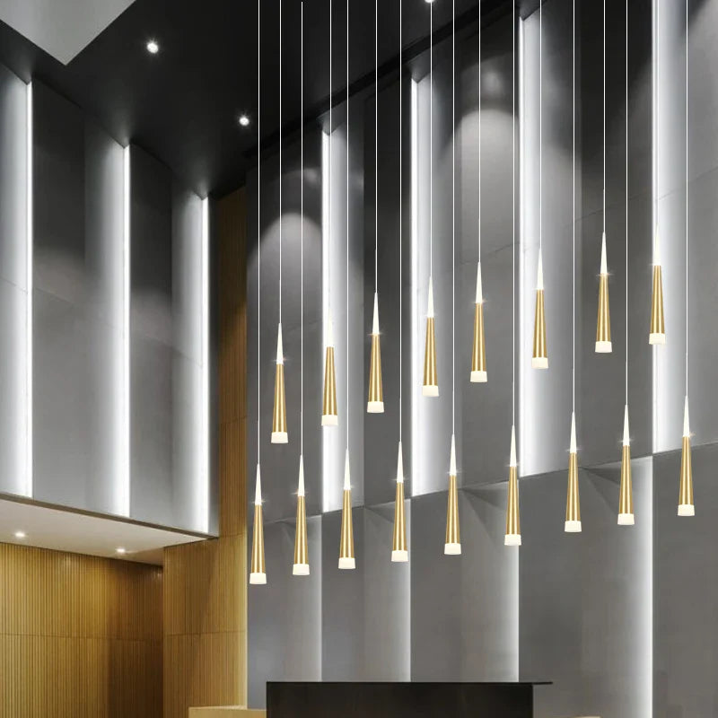 Afralia™ LED Chandelier Lighting for Staircase in Gold/Black/Silver/Coffe - Duplex & Villa Attic Suitable