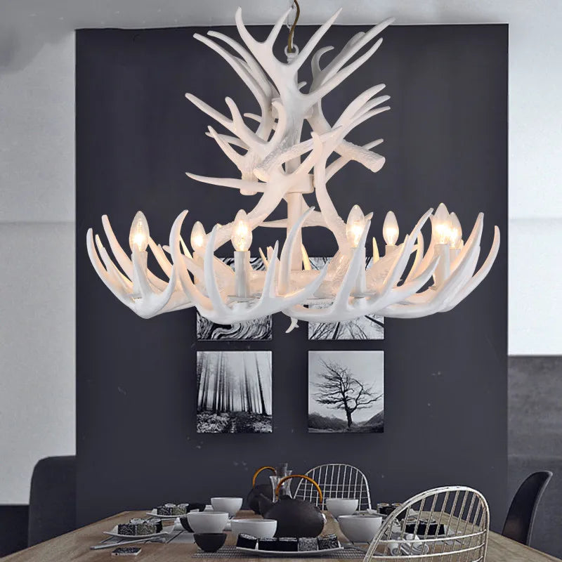 Afralia™ Resin Antler Chandelier: Retro Industrial European Loft Wind Lamps