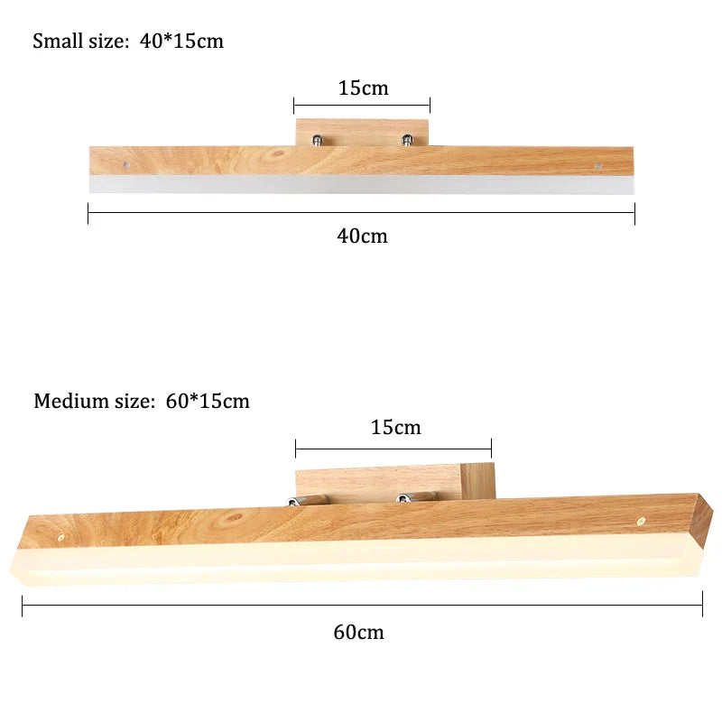 Afralia™ Modern LED Mirror Light 9W 14W Wood Wall Lamps for Nordic Bathroom Makeup