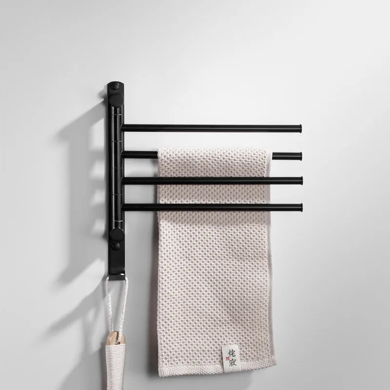 Afralia™ Brushed Gold Swivel Towel Hanger Total Brass Wall Mounted Bathroom Towel Bar
