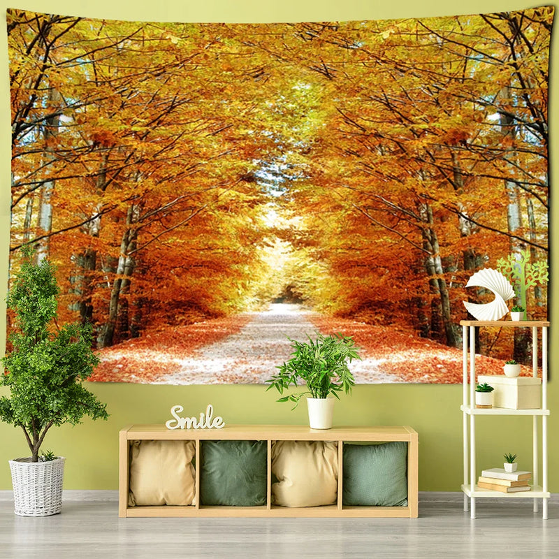 Afralia™ Nature Tapestry Wall Hanging Forest Landscape Hippie Boho Living Room Decor