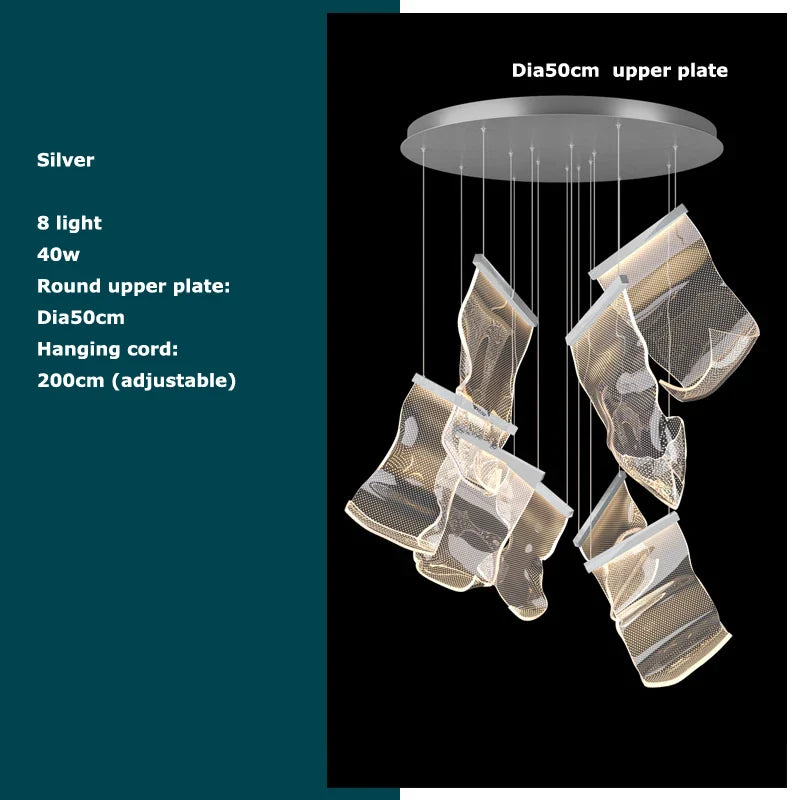 Afralia™ Golden Love Paper Chandelier: Postmodern LED Designer Lighting for Foyer