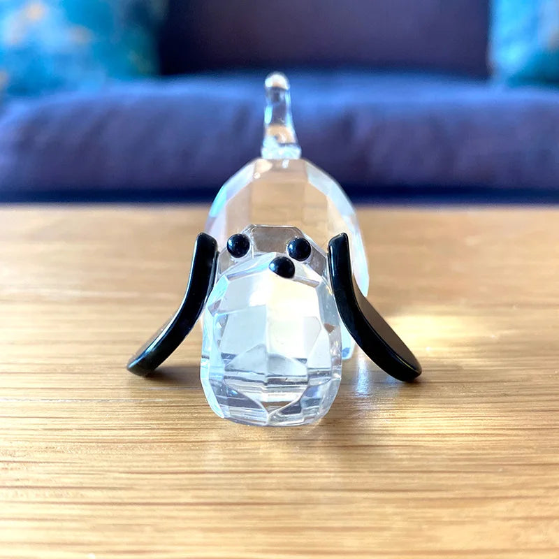 Afralia™ Crystal Puppy Dog Glass Animal Figurine Collectible Home Decor Gift